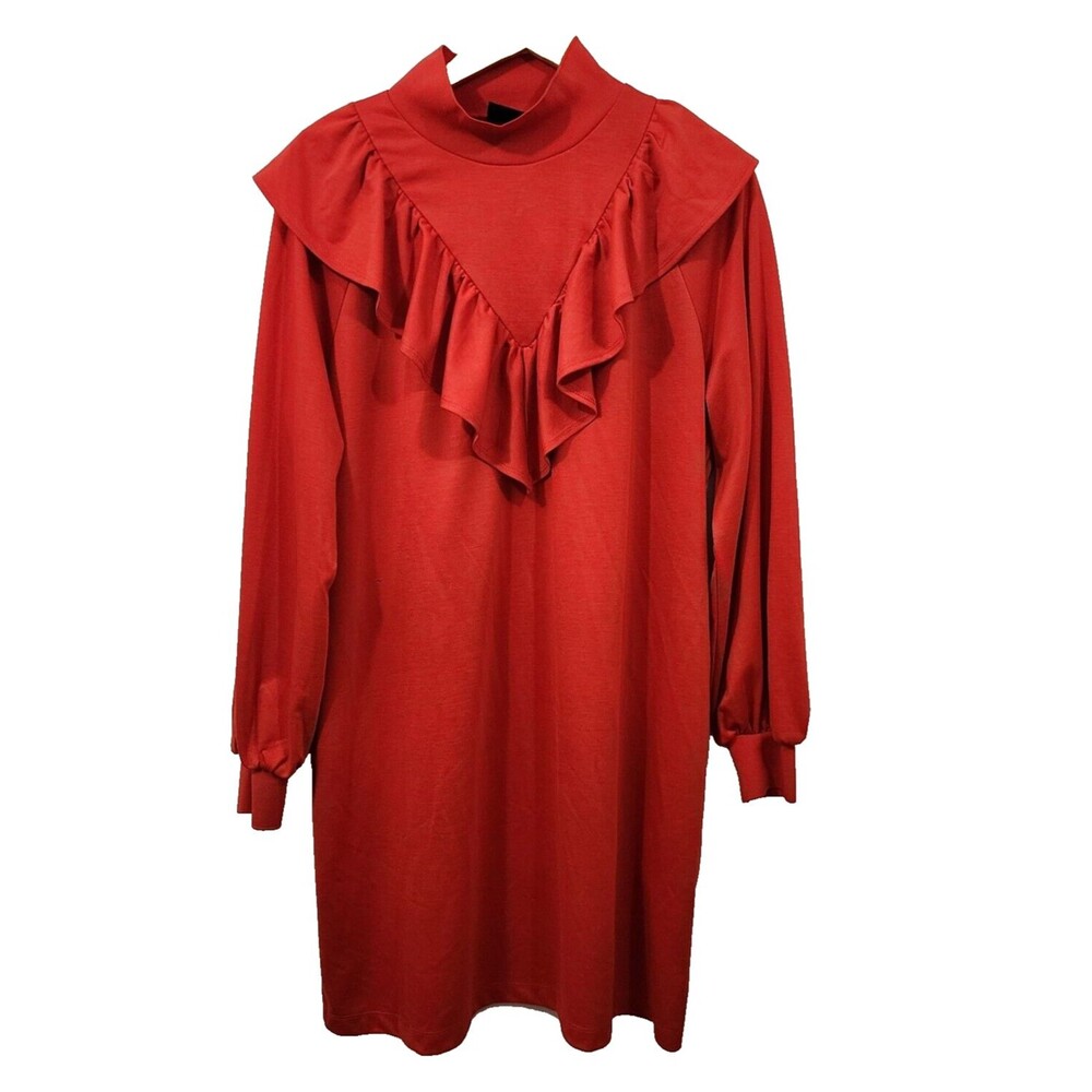 Who What Where Dress Ruffled Yoke Dress Red Long Sleeve Target Women's Size XL